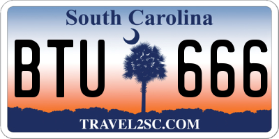 SC license plate BTU666