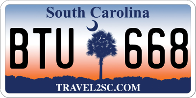SC license plate BTU668