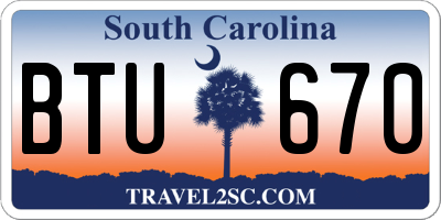 SC license plate BTU670