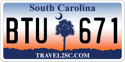 SC license plate BTU671