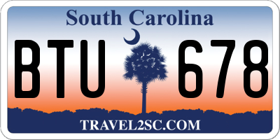 SC license plate BTU678