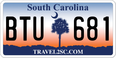 SC license plate BTU681
