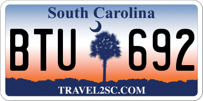 SC license plate BTU692