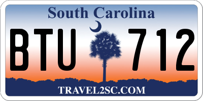 SC license plate BTU712