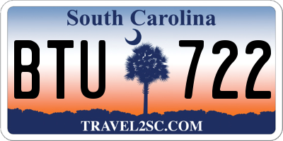 SC license plate BTU722