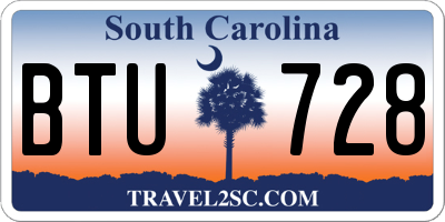 SC license plate BTU728