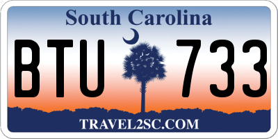 SC license plate BTU733