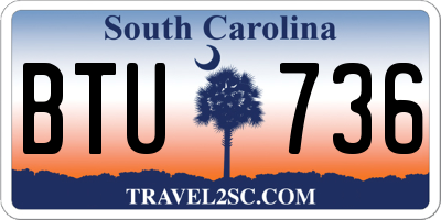 SC license plate BTU736