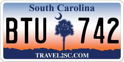 SC license plate BTU742