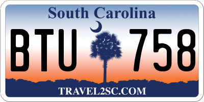 SC license plate BTU758
