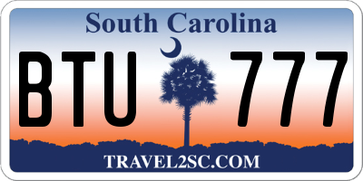 SC license plate BTU777