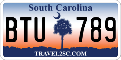 SC license plate BTU789