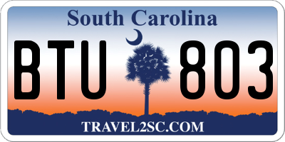 SC license plate BTU803