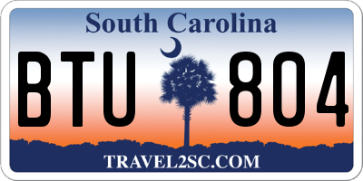 SC license plate BTU804
