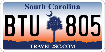 SC license plate BTU805