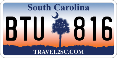 SC license plate BTU816