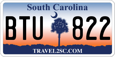 SC license plate BTU822