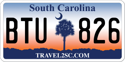 SC license plate BTU826