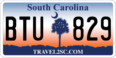 SC license plate BTU829