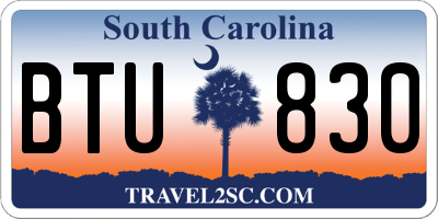 SC license plate BTU830