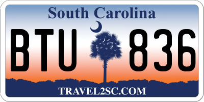 SC license plate BTU836