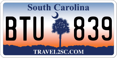 SC license plate BTU839