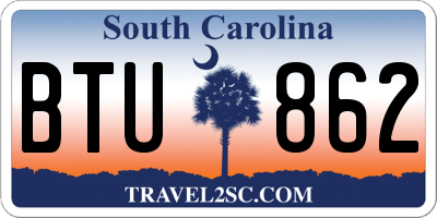 SC license plate BTU862