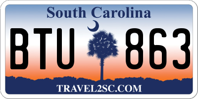 SC license plate BTU863