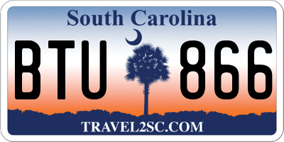 SC license plate BTU866