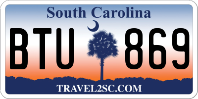 SC license plate BTU869