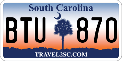 SC license plate BTU870