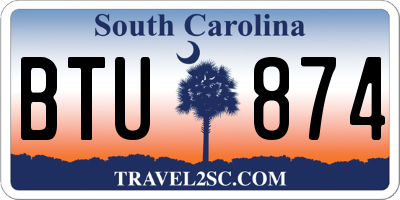 SC license plate BTU874