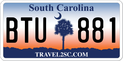 SC license plate BTU881