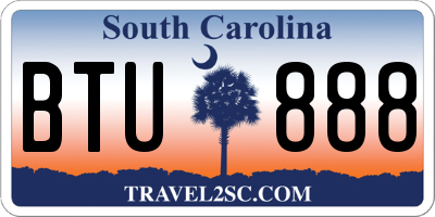 SC license plate BTU888