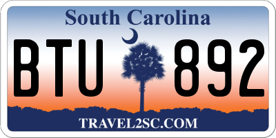 SC license plate BTU892