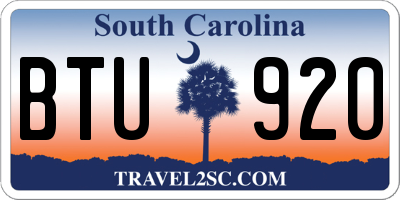SC license plate BTU920