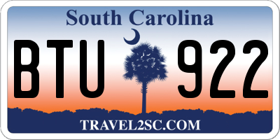 SC license plate BTU922