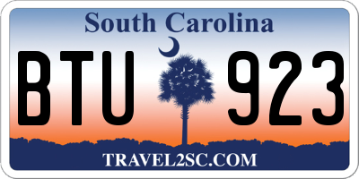 SC license plate BTU923