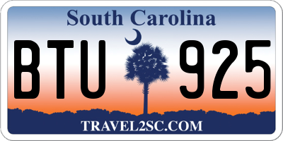 SC license plate BTU925