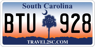 SC license plate BTU928