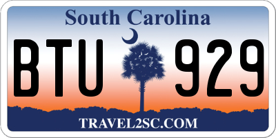 SC license plate BTU929