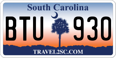 SC license plate BTU930
