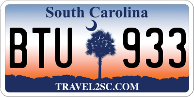SC license plate BTU933