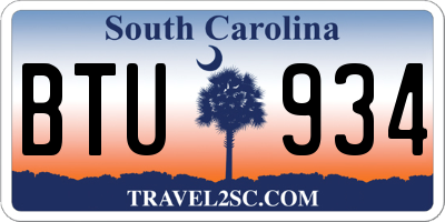 SC license plate BTU934