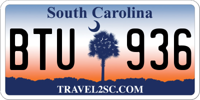 SC license plate BTU936