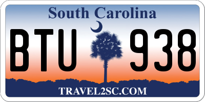 SC license plate BTU938