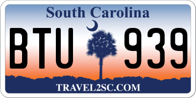 SC license plate BTU939