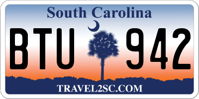 SC license plate BTU942