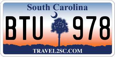 SC license plate BTU978