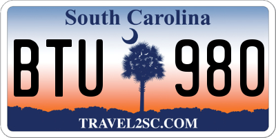 SC license plate BTU980